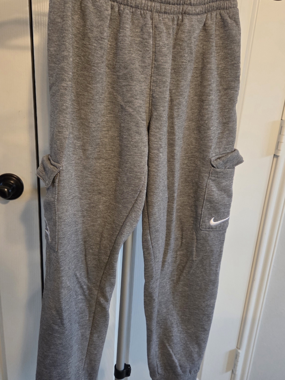 Nike Kids Gray Cargo Joggers with White Swoosh